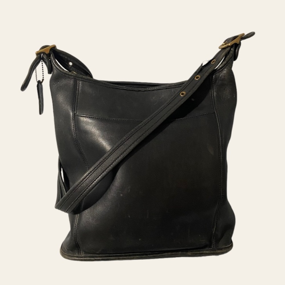 Vintage Black Coach Slim Duffle Sac